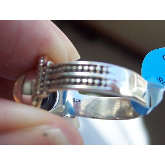 925 STERLING SILVER Genuine Round Ethiopian Opal Ring - Picture 10 of 14